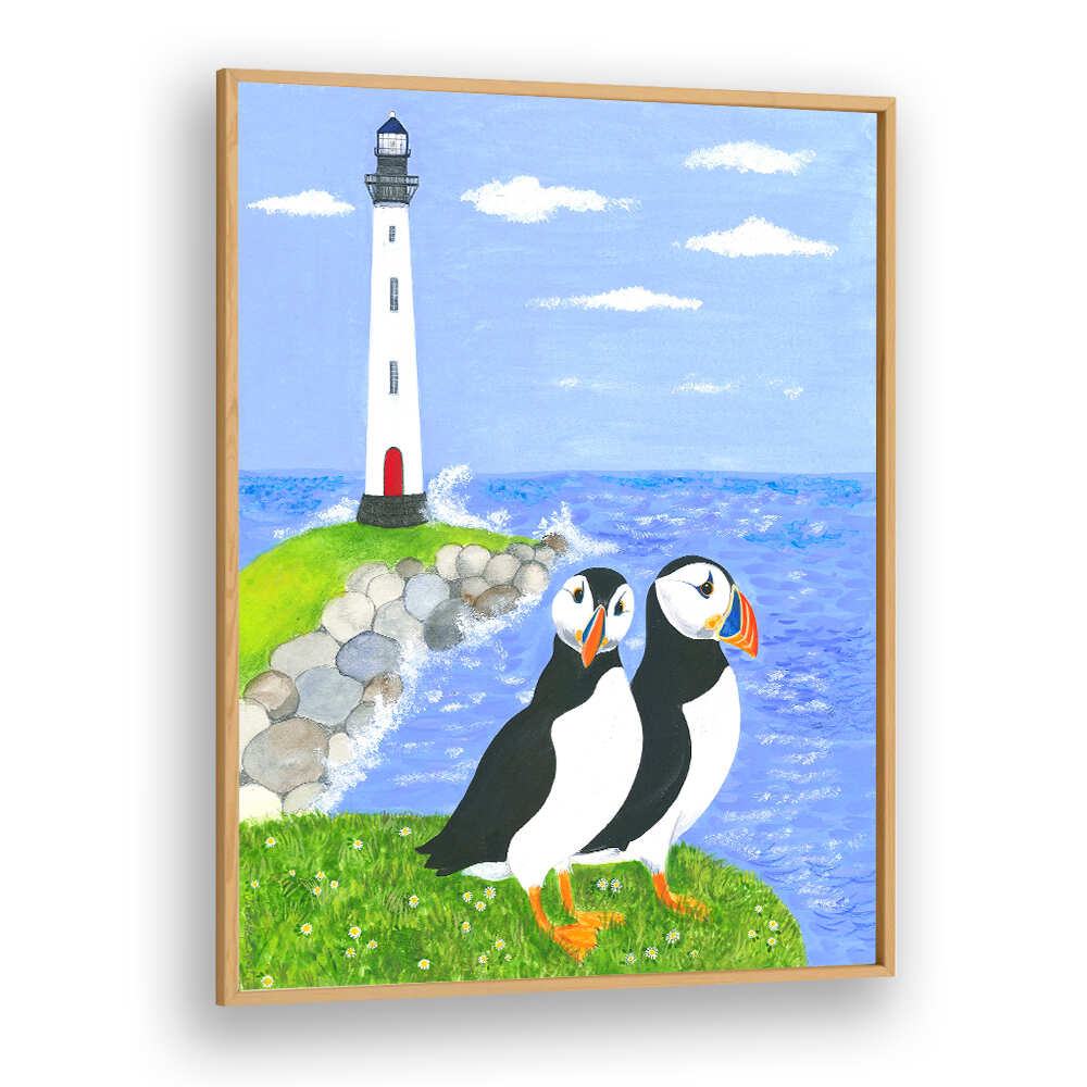 PUFFINS BY THE SEA , KIDS ROOM PAINTINGS
