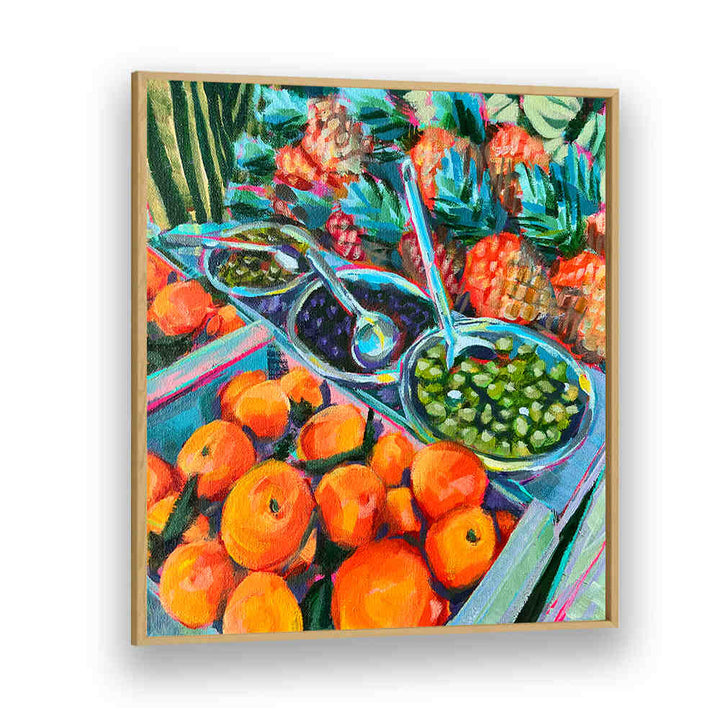 Oakwood Plain OLIVE LOVER , KITCHEN POSTERS featuring colorful Mediterranean still life with olives, oranges, herbs