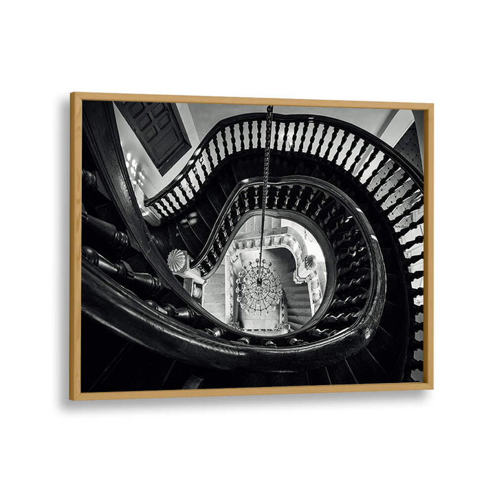 CHANDELIER AND STAIRS B&W , PHOTOGRAPHY PRINTS