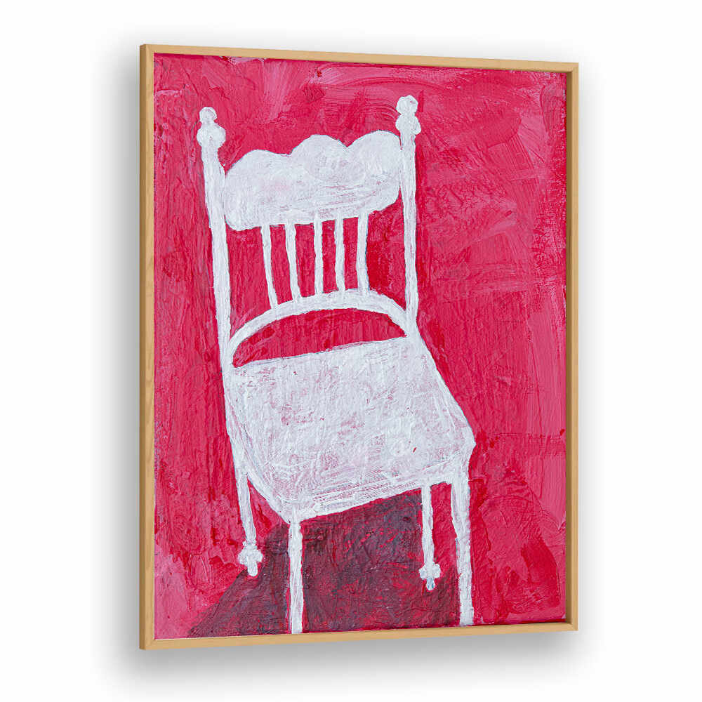 Stylish WHITE CHAIR, FASHION POSTERS featuring elegant design on a vibrant pink background for modern decor.