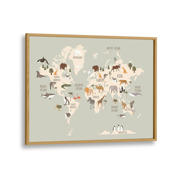 WILDLIFE WORLD MAP , KIDS ROOM PAINTINGS