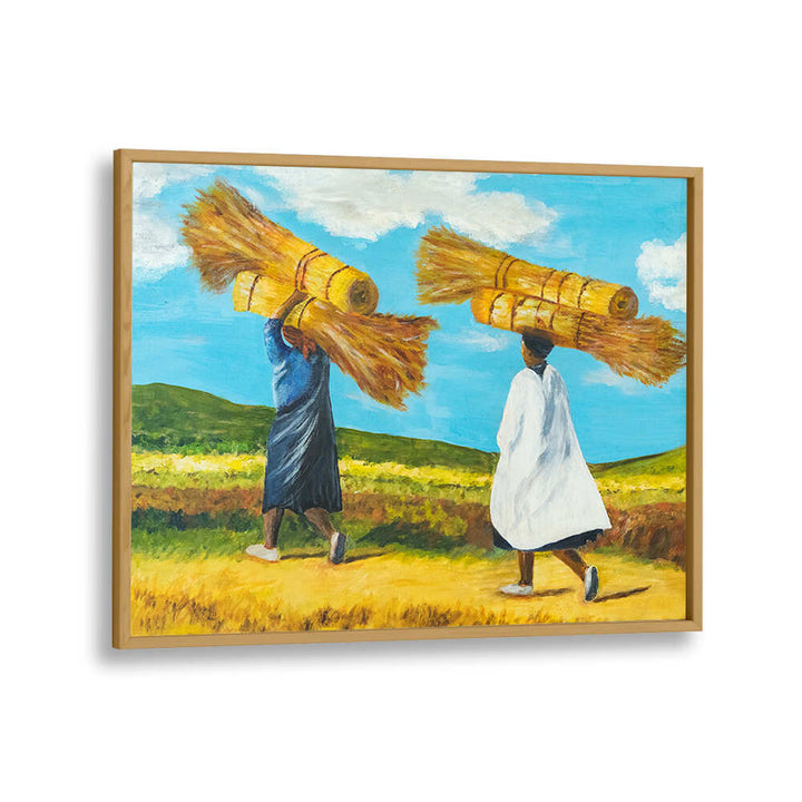 Vibrant BALANCE Indian Art Paintings showcasing traditional artistry in a serene rural scene with rich cultural essence.