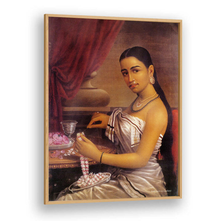 LADY MAKING A GARLAND , INDIAN ART PAINTINGS