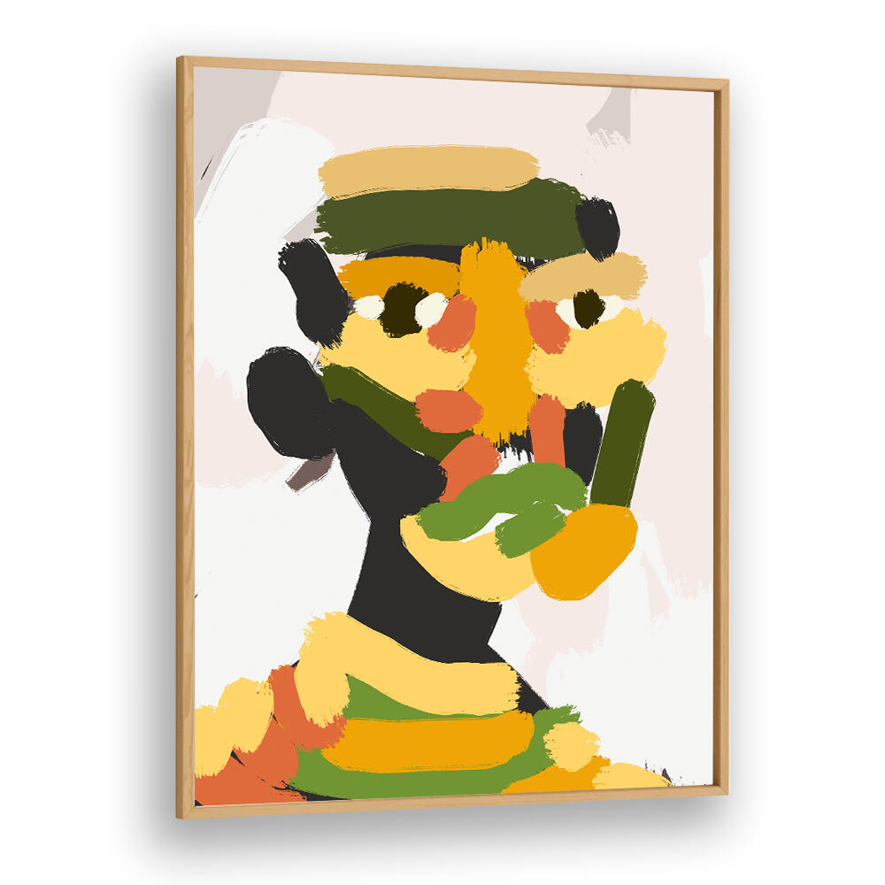 YELLOW GREEN TRIBAL PORTRAIT , PORTRAITS & FIGURATIVE ILLUSTRATIONS