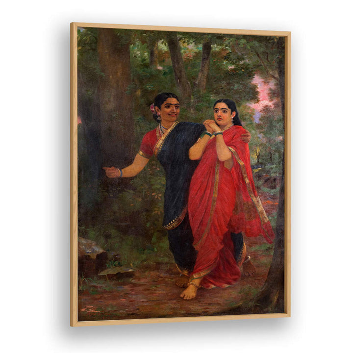 RAVI VARMA DRAUPADI AND SIMHIKA , INDIAN ART PAINTINGS
