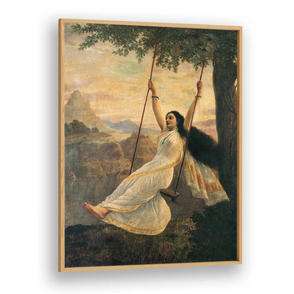 MOHINI ON A SWING , INDIAN ART PAINTINGS