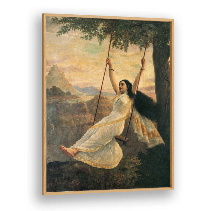 MOHINI ON A SWING , INDIAN ART PAINTINGS