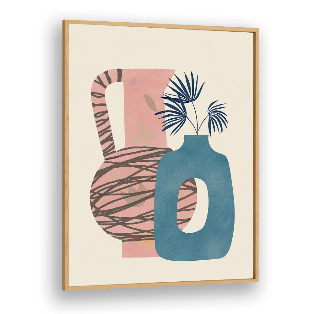 STILL LIFE WITH BLUE AND PINK VASE , BOHO ART PAINTINGS