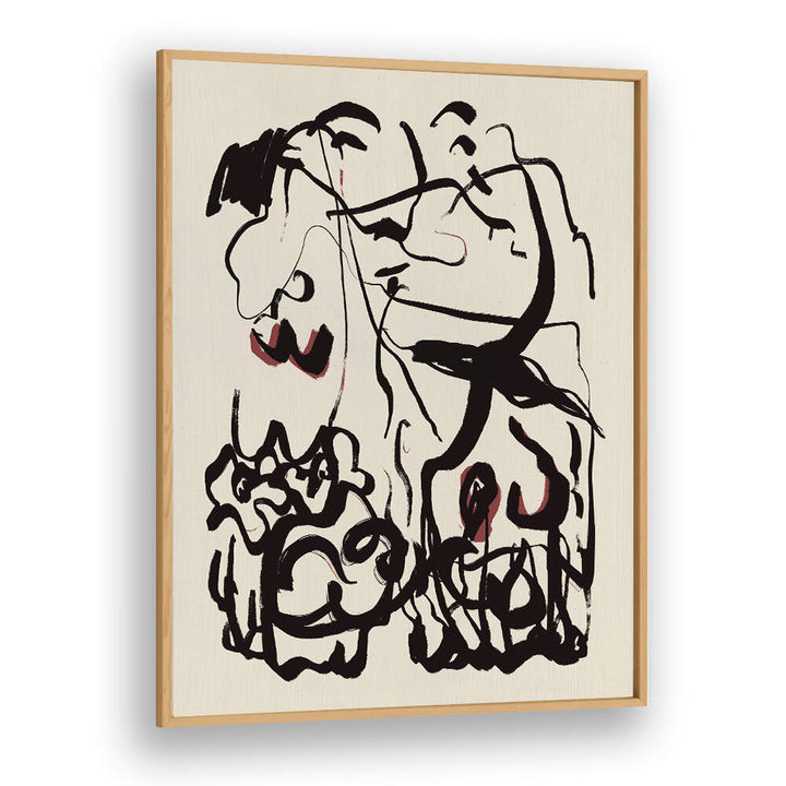 BLACK LINES AND SUBTLE RED ACCENTS , ABSTRACT PAINTINGS