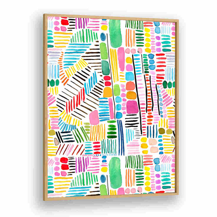 RAINBOW STITCHES WHITE BG , PATTERN ART PRINTS