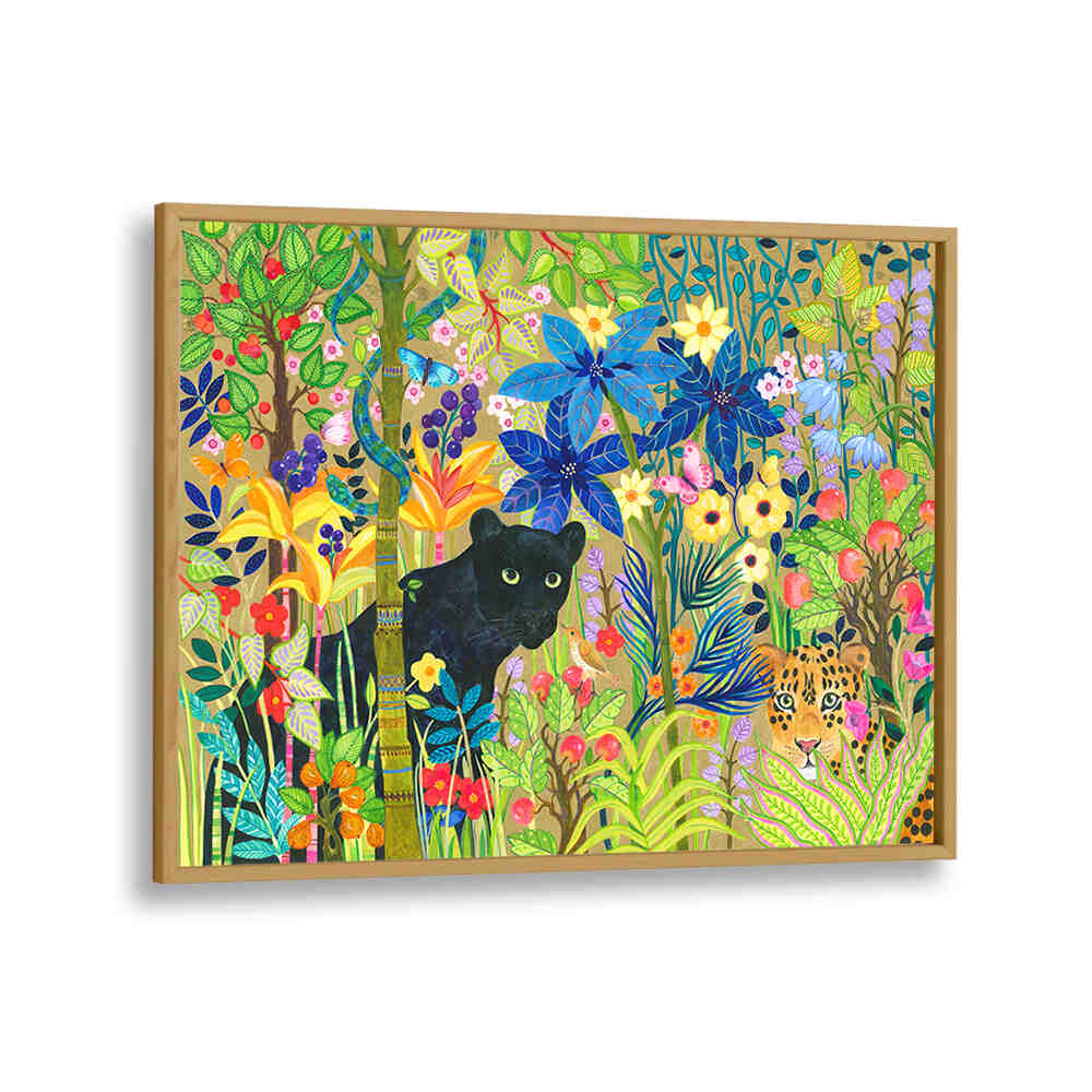 BLACK PANTHER AND A JAGUAR , ANIMAL PAINTINGS