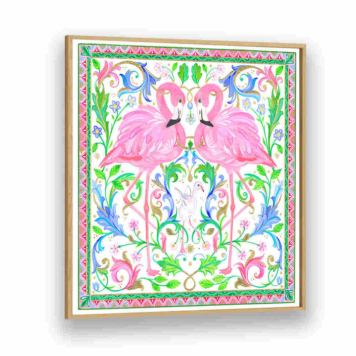 TWO PINK FLAMINGOS , ANIMAL PAINTINGS