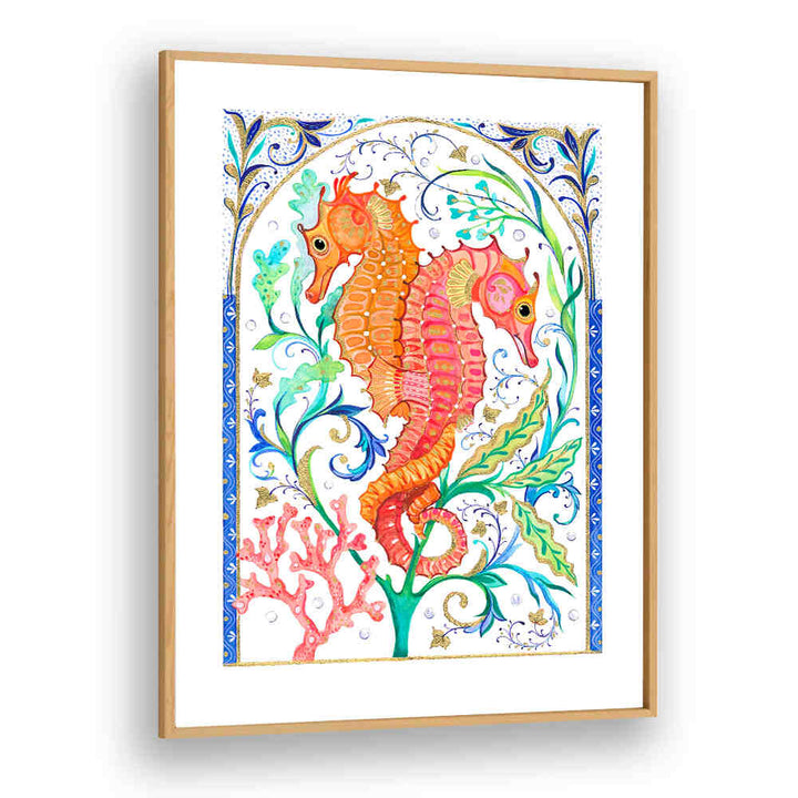 TWO VIBRANT SEAHORSES , BEACH PAINTINGS