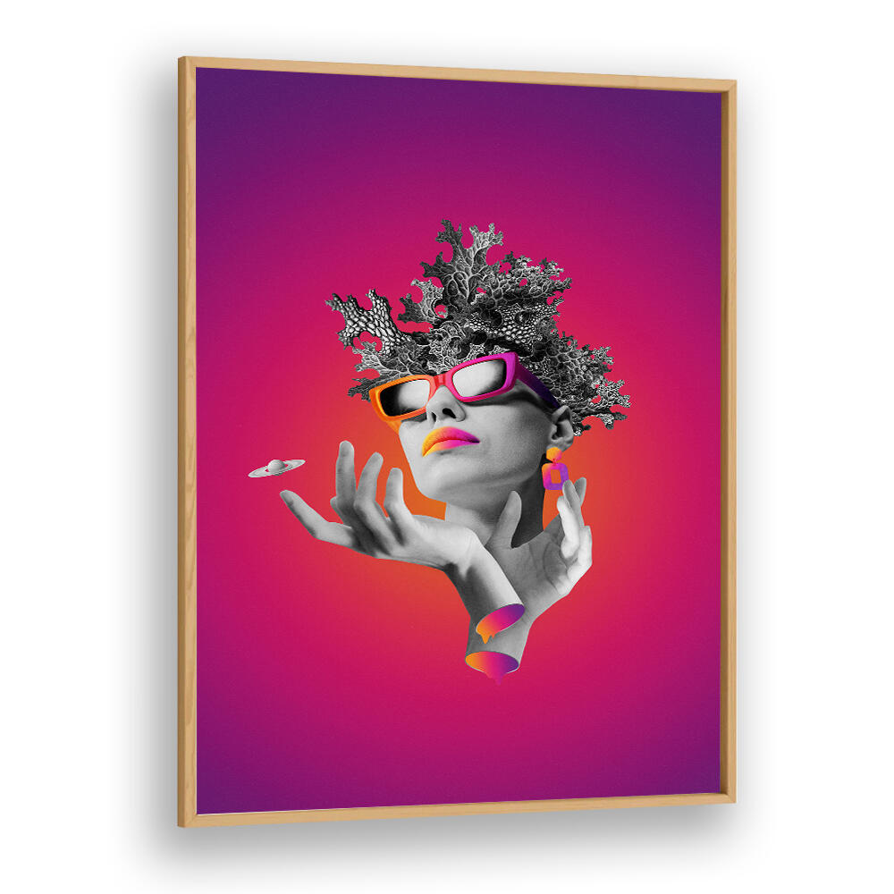 Surreal art print featuring a stylish lady on pink backdrop, perfect for modern decor. Discover LADY ON PINK, SURREAL ART PRINTS.