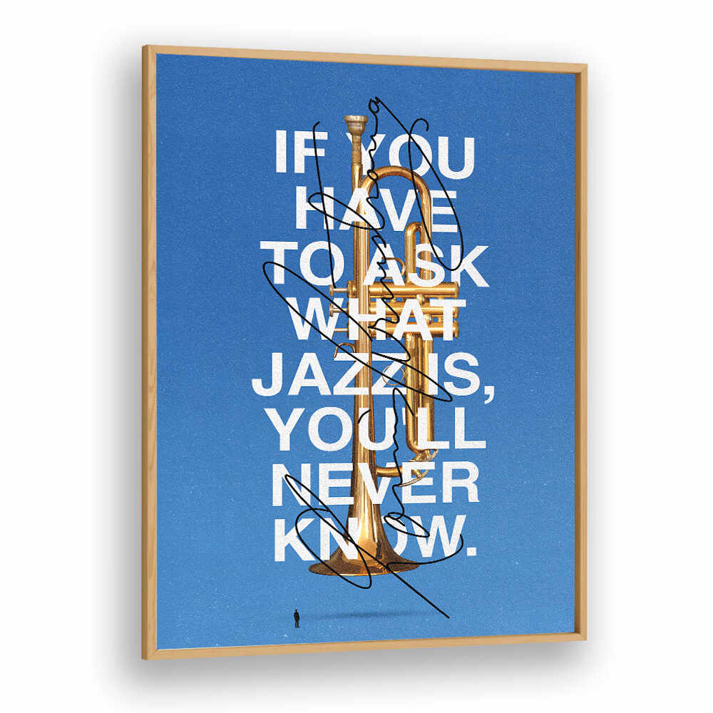 Stylish LOUIS, MUSIC POSTERS featuring a golden trumpet and a jazz quote, perfect for music lovers' decor.
