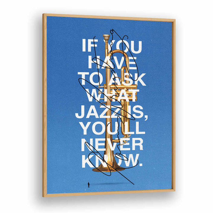 Stylish LOUIS, MUSIC POSTERS featuring a golden trumpet and a jazz quote, perfect for music lovers' decor.