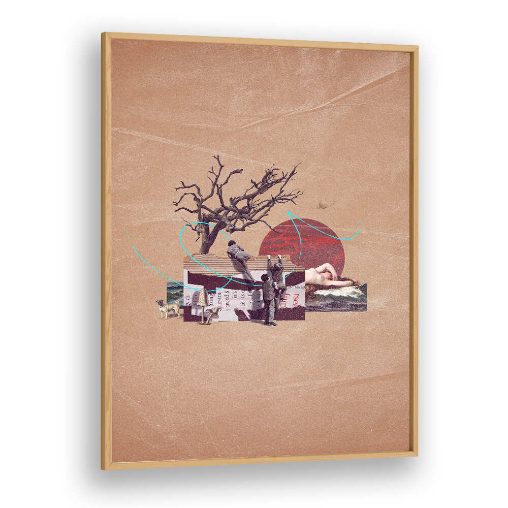 Unique SECRET, SURREAL ART PRINTS featuring a dreamlike collage of nature and figures, perfect for modern decor.