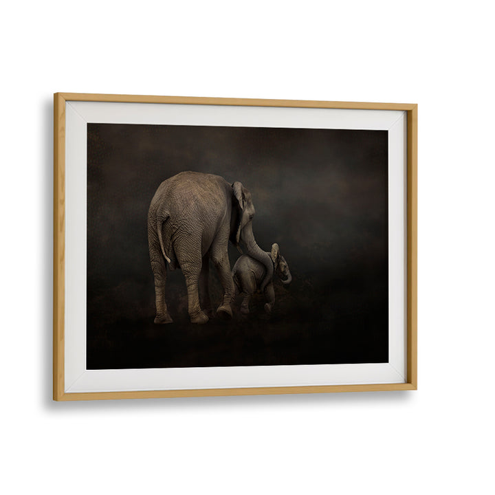 Stunning fine art print "I HOLD YOU," showcasing a mother elephant and calf, perfect for wildlife lovers.