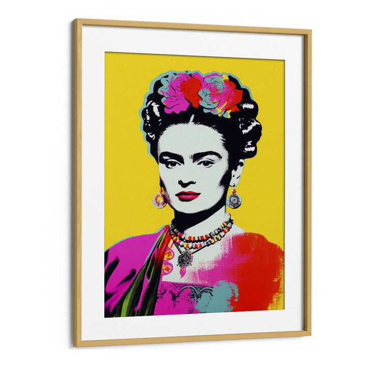 Oh Frids No. II Pop Art Artwork in Oak Wood Frame With Mount