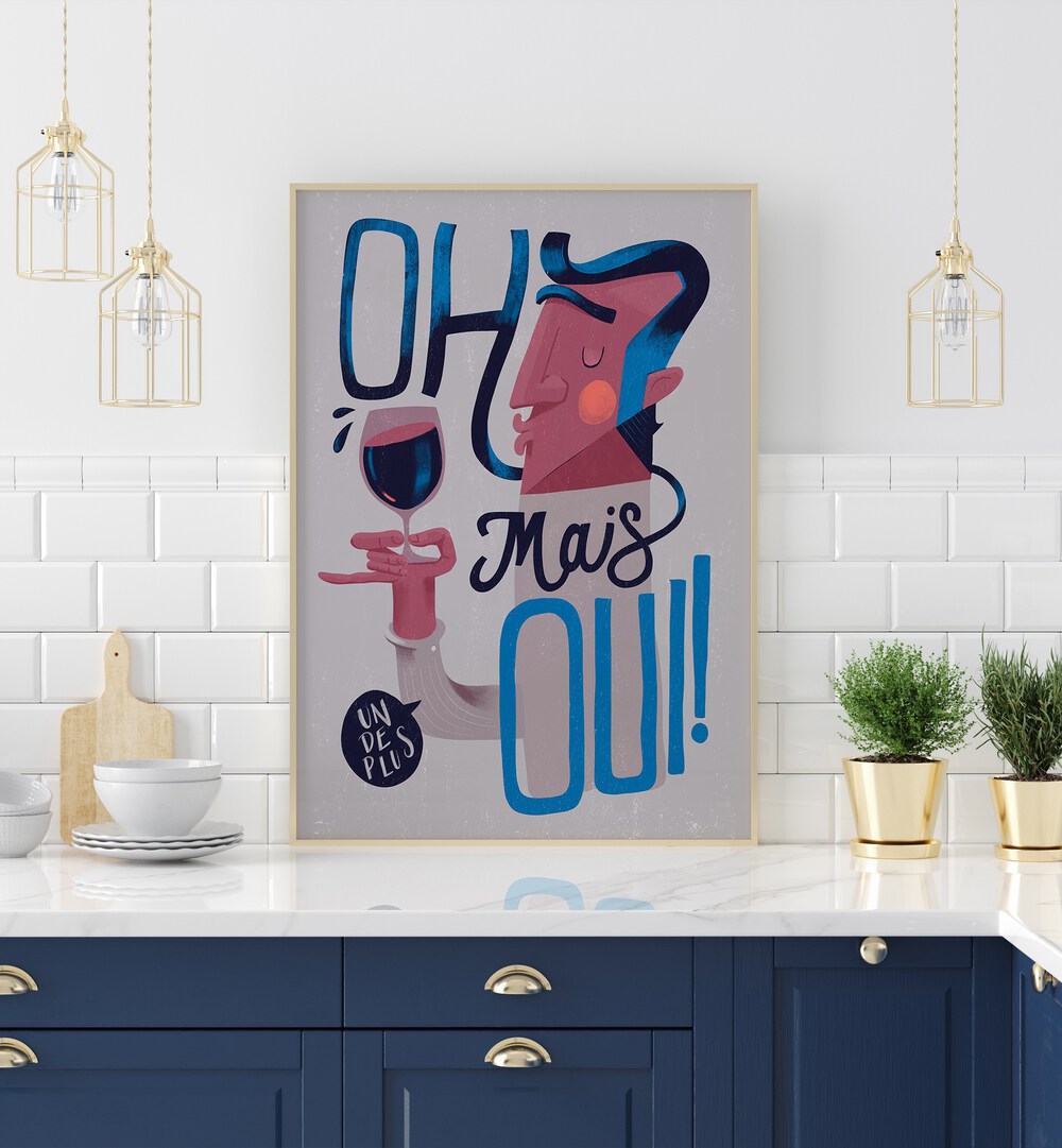 Playful wall art featuring "OH MAUS OUI, BAR" for a stylish cafe ambiance, enhancing your decor effortlessly.