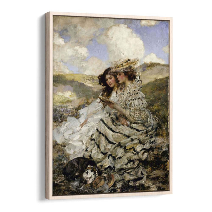 On The Dunes Vintage Art Artwork in Oak Wood Floater Frame