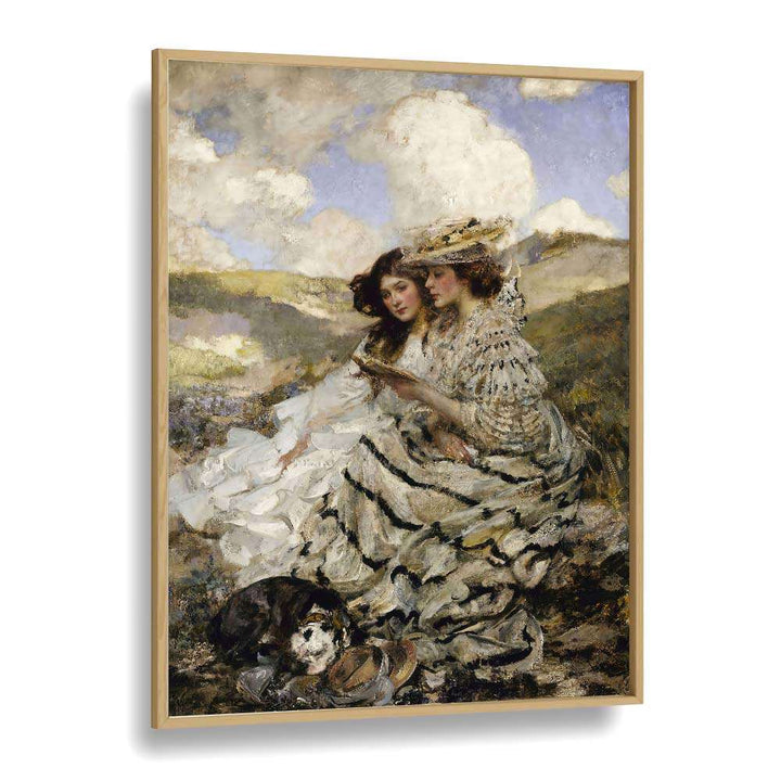 On The Dunes Vintage Art Artwork in Oak Wood Plain Frame