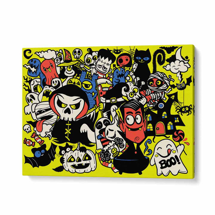 Colorful "Once Upon a Halloween, Comic Posters" by Asianmonk create a whimsical Halloween atmosphere in any room.