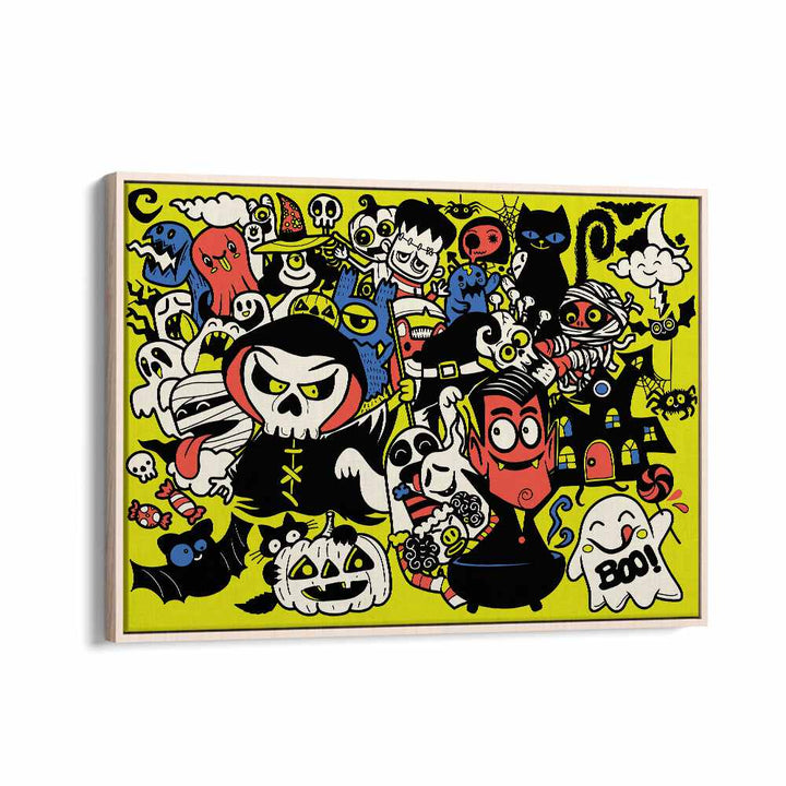 Bright and whimsical "Once Upon a Halloween, Comic Posters" by Asianmonk, perfect for festive wall decor.