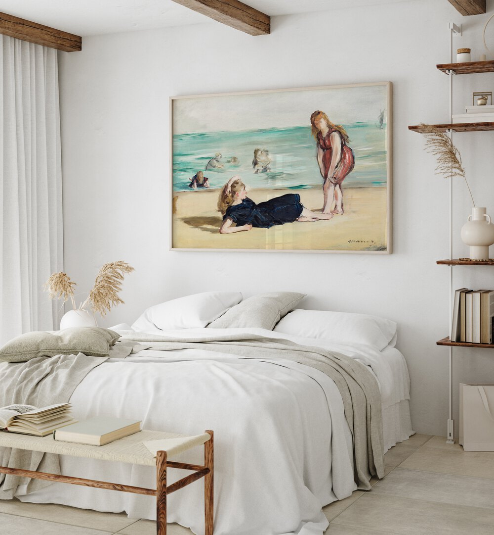 ON THE BEACH  , VINTAGE PAINTINGS