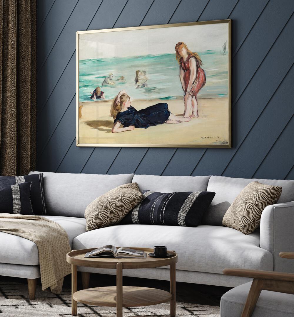 ON THE BEACH  , VINTAGE PAINTINGS