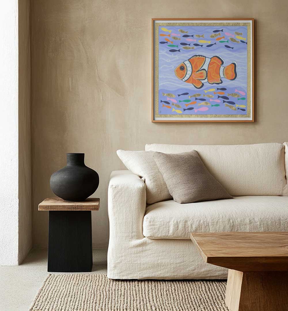 ORANGE CLOWN FISH , BEACH PAINTINGS