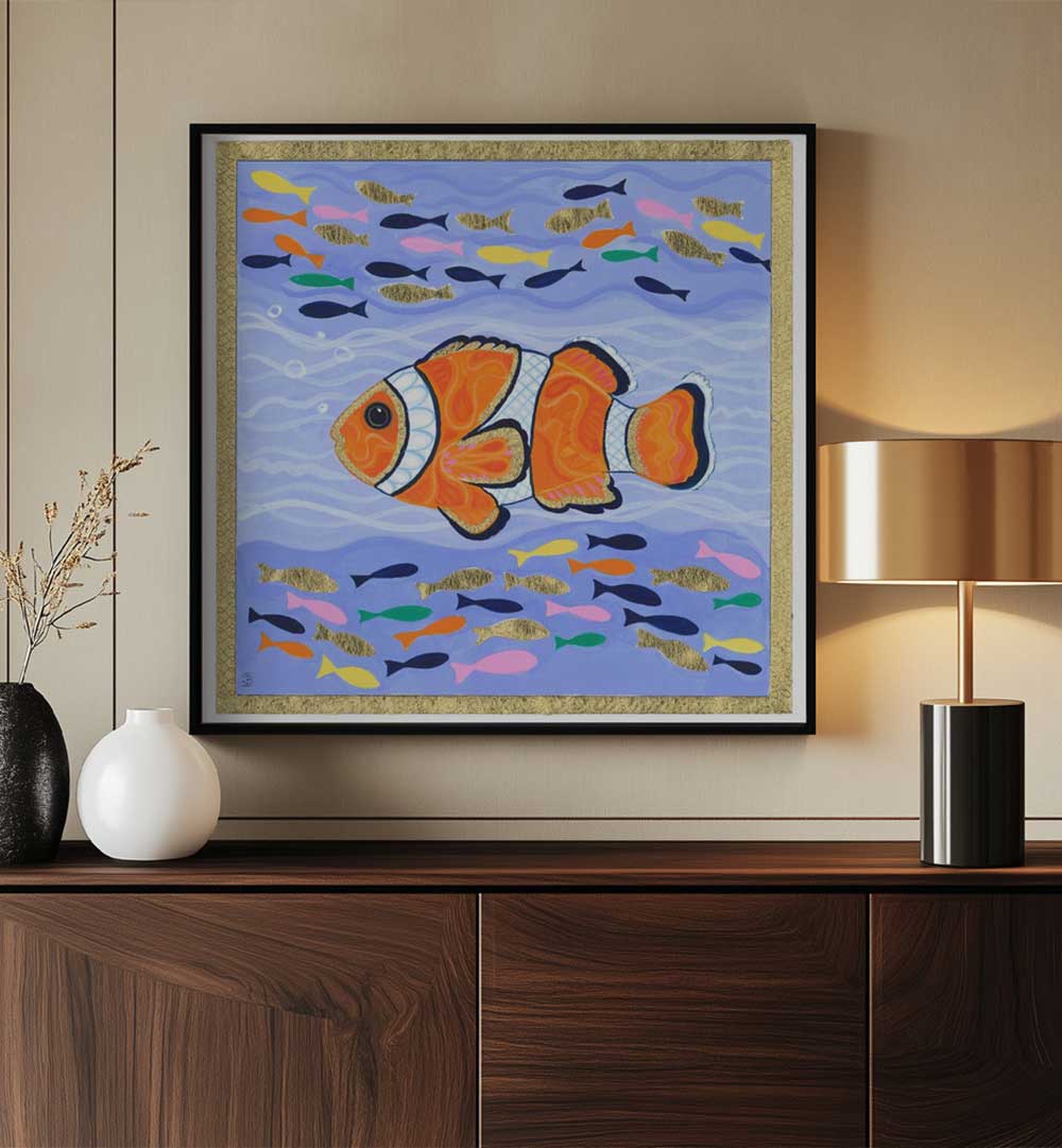 ORANGE CLOWN FISH , BEACH PAINTINGS