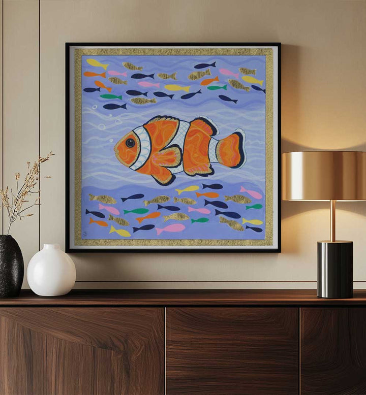 ORANGE CLOWN FISH , BEACH PAINTINGS