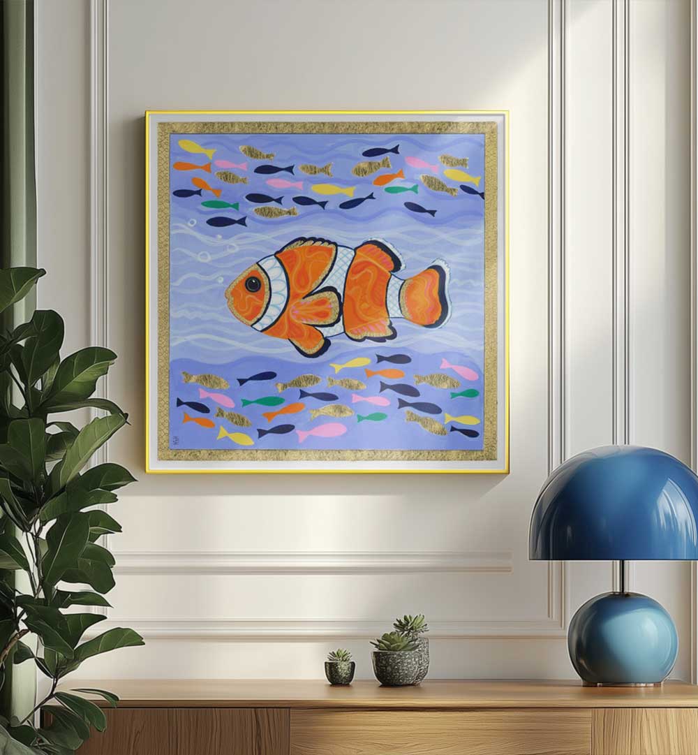 ORANGE CLOWN FISH , BEACH PAINTINGS