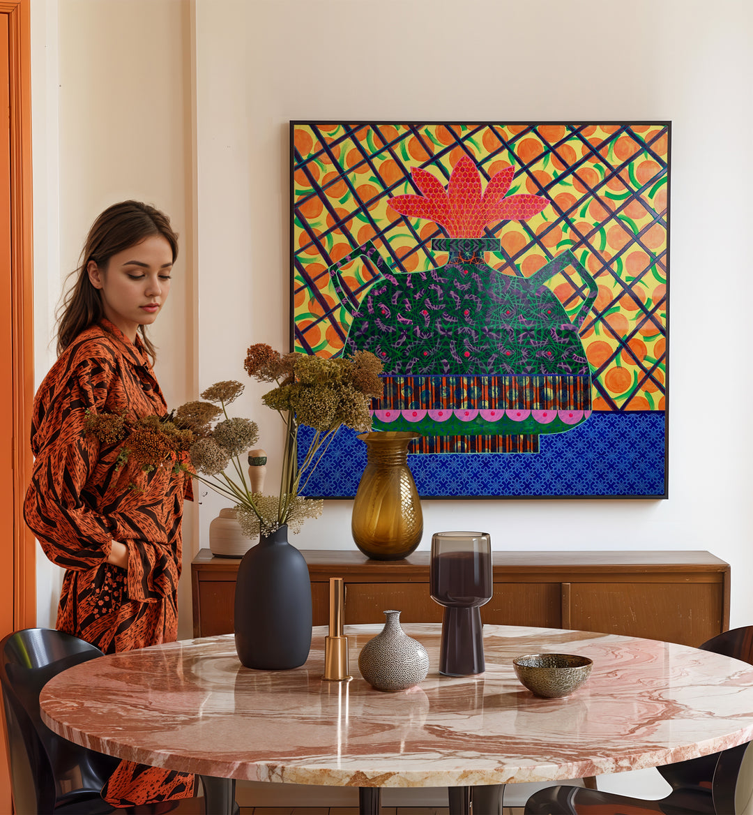 Brighten your space with ORANGES AND FLOWER VASE, KITCHEN POSTERS, showcasing vibrant oranges and elegant blooms.