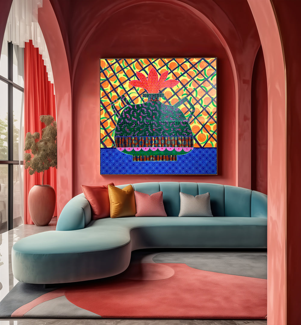 Add a vibrant touch to your kitchen with the ORANGES AND FLOWER VASE, KITCHEN POSTERS, perfect for stylish decor.
