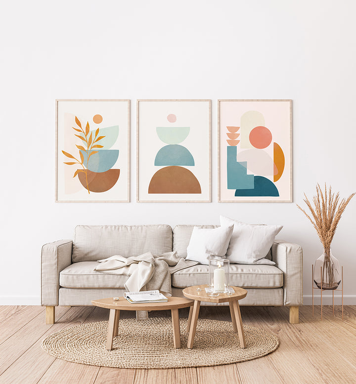 ORGANIC GEOMETRY , SET OF 3 PAINTINGS