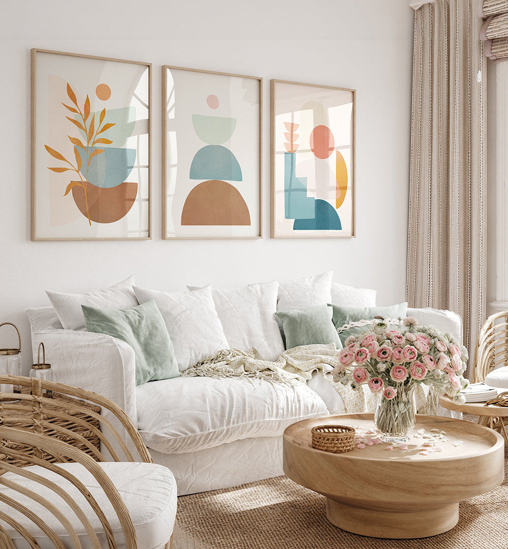 ORGANIC GEOMETRY , SET OF 3 PAINTINGS