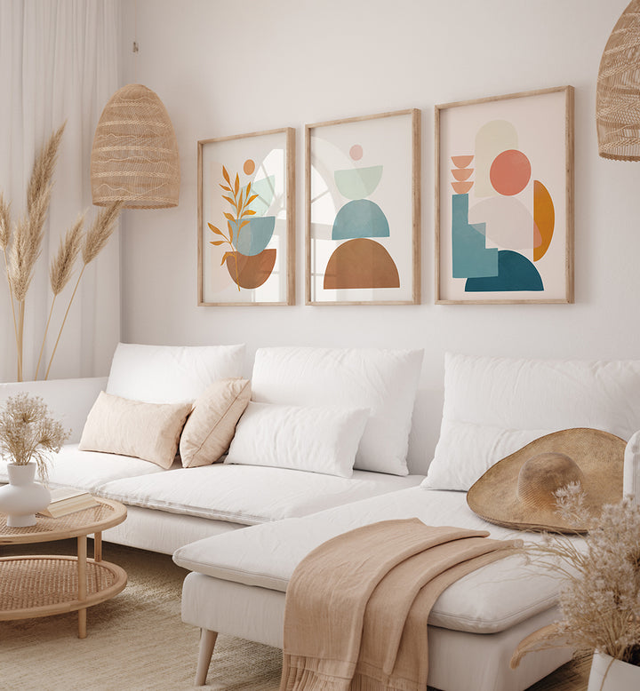 ORGANIC GEOMETRY , SET OF 3 PAINTINGS