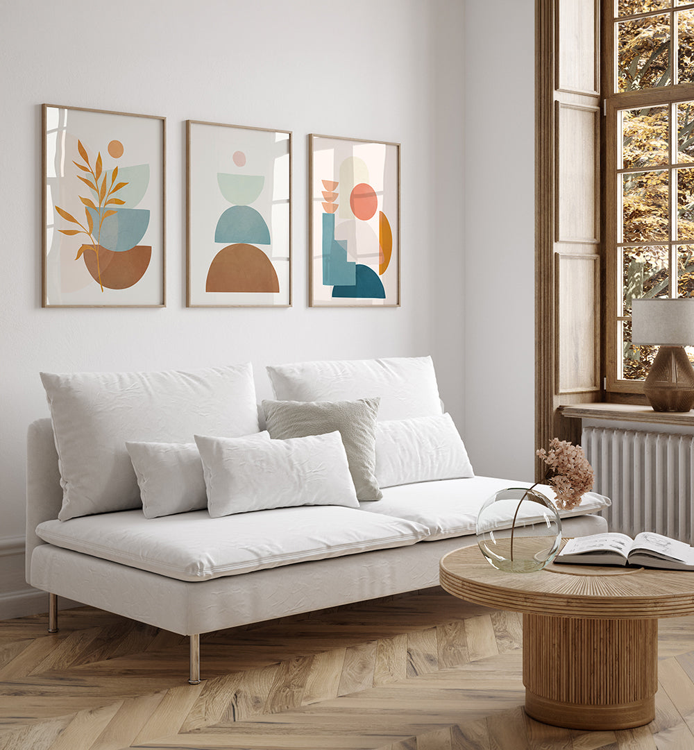 ORGANIC GEOMETRY , SET OF 3 PAINTINGS