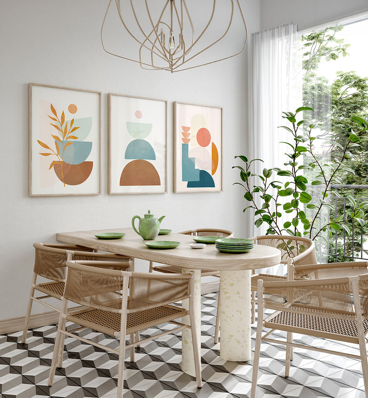 ORGANIC GEOMETRY , SET OF 3 PAINTINGS