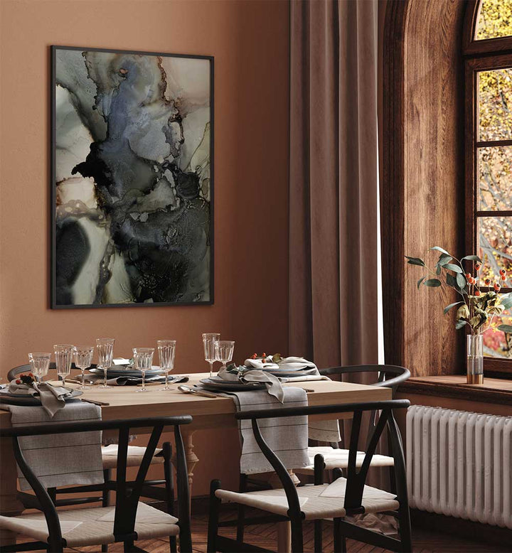 ORGANIC SHAPES WITH BLACK AND GRAY TONES , ABSTRACT PAINTINGS