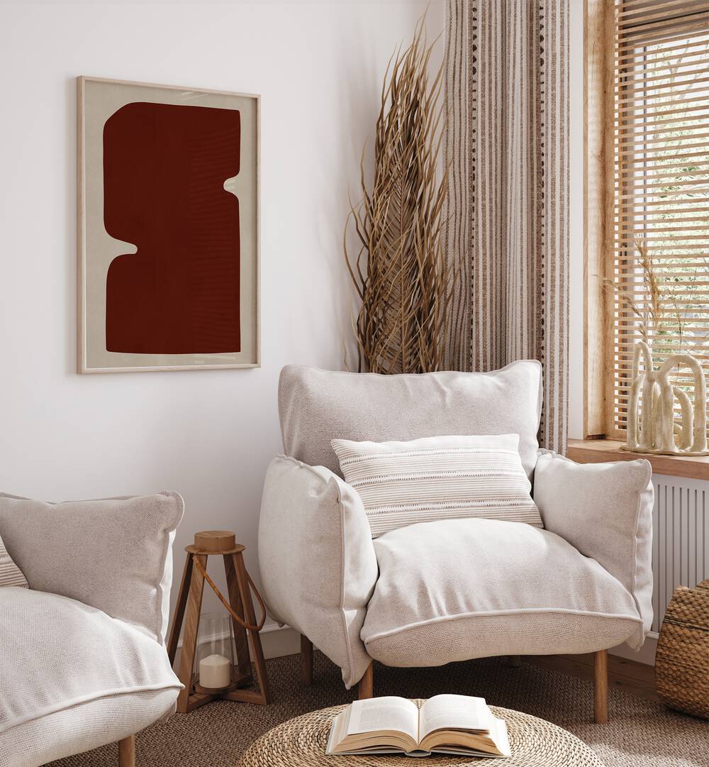 Stylish living space featuring ORGANIC ART V, GEOMETRIC ART PRINTS, blending modern design with natural aesthetics.