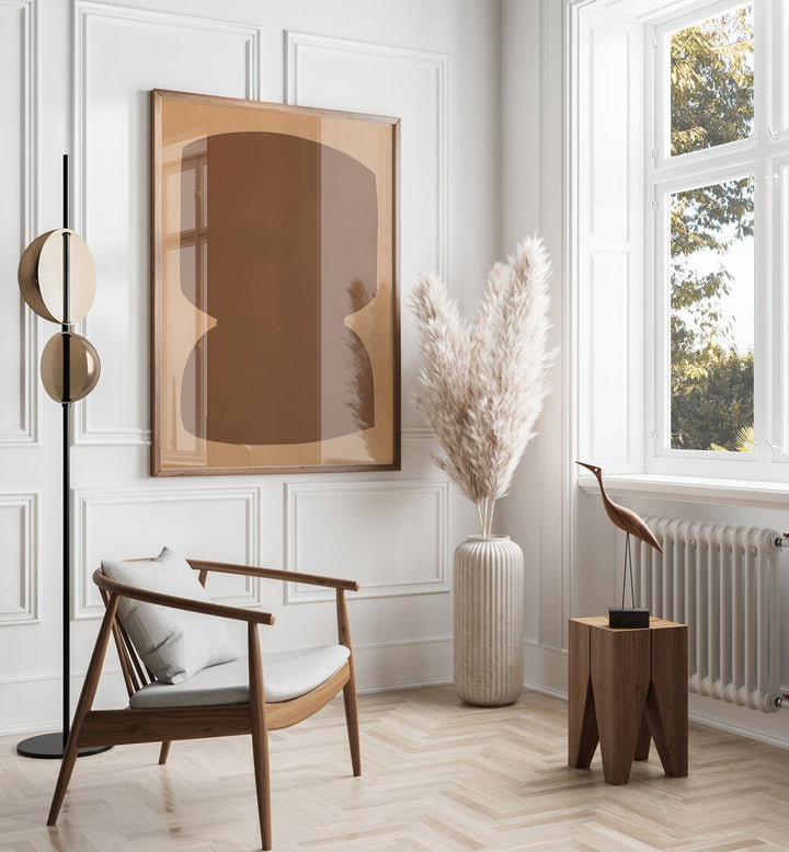Stylish living room featuring ORGANIC ART XIV, GEOMETRIC ART PRINTS, enhancing modern design with elegance.