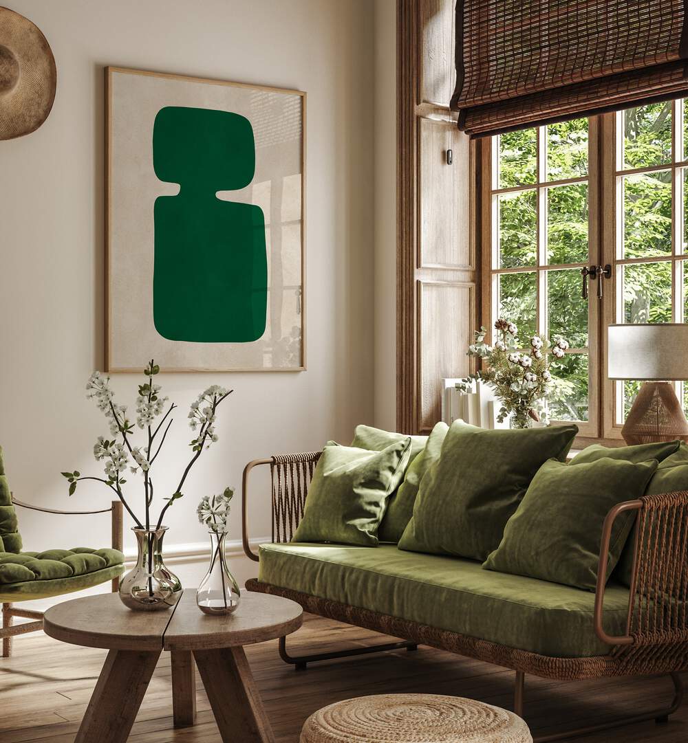 Elevate your space with ORGANIC III, GEOMETRIC ART PRINTS, featuring nature-inspired modern design in a stylish living room.