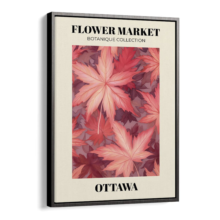 Ottawa-Flower Marketo  Botanical Flower Paintings Artwork  in Black Floater Frame