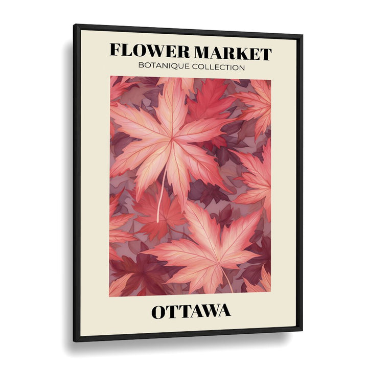 Ottawa- Flower Marketo   Botanical Flower Paintings Artwork  in Black Plain Frame