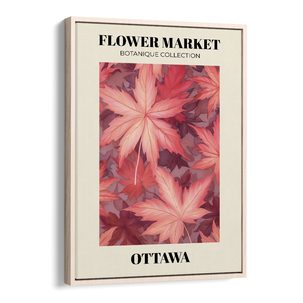 Ottawa- Flower Marketo    Botanical Flower Paintings Artwork in Oak Wood Floater Frame