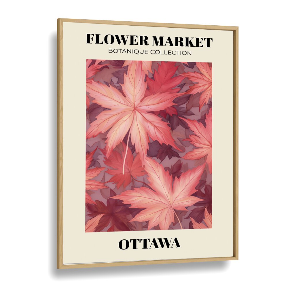 Ottawa- Flower Marketo   Botanical Flower Paintings Artwork in Oak Wood Plain Frame