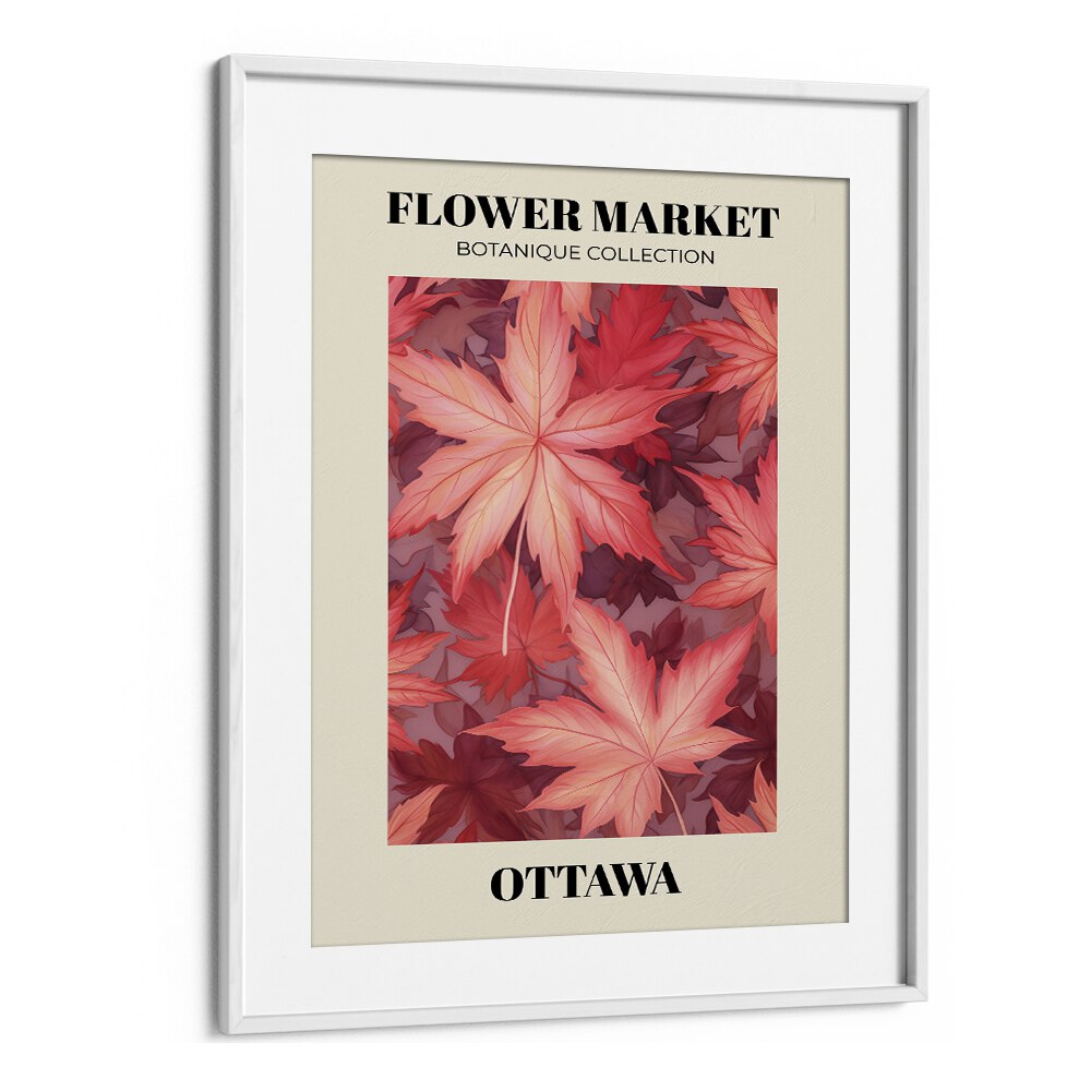 Ottawa- Flower Marketo   Botanical Flower Paintings Paintings Artwork  in White frame With Mount